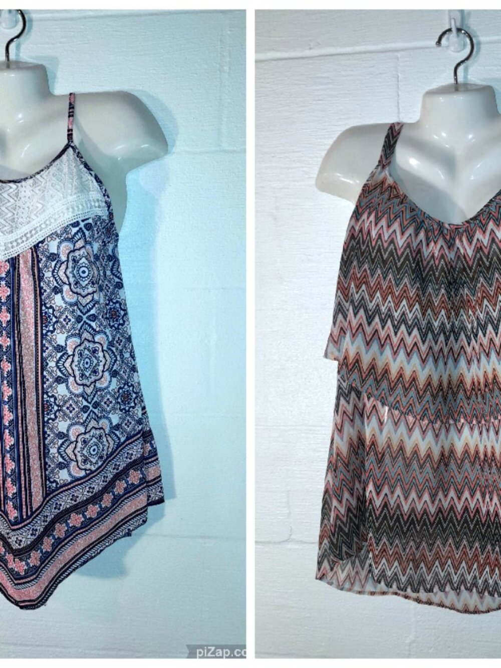 Women's Plus Size 2X Sleeveless Flowy Bohemian Tops Lace Crochet Retro Set of 2
